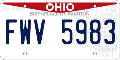 OH license plate FWV5983