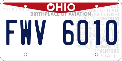 OH license plate FWV6010