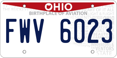 OH license plate FWV6023