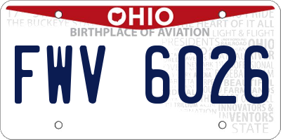 OH license plate FWV6026