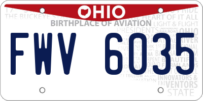 OH license plate FWV6035