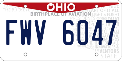 OH license plate FWV6047
