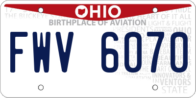 OH license plate FWV6070