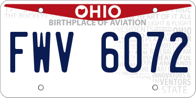 OH license plate FWV6072