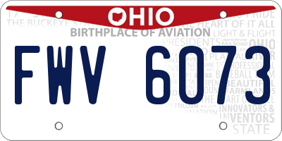 OH license plate FWV6073