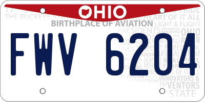 OH license plate FWV6204