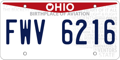 OH license plate FWV6216