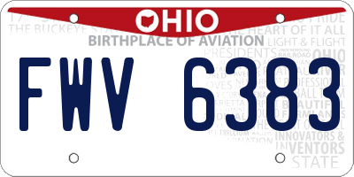 OH license plate FWV6383