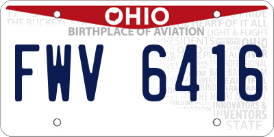 OH license plate FWV6416