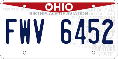 OH license plate FWV6452