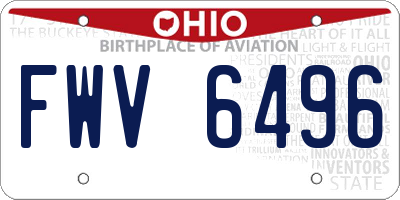 OH license plate FWV6496