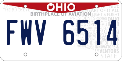 OH license plate FWV6514