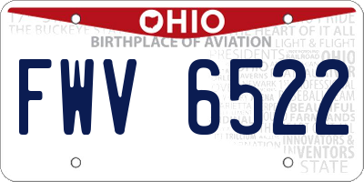OH license plate FWV6522