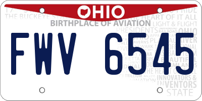 OH license plate FWV6545