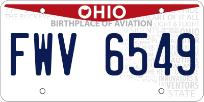 OH license plate FWV6549