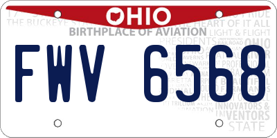 OH license plate FWV6568