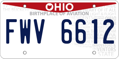 OH license plate FWV6612