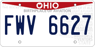 OH license plate FWV6627
