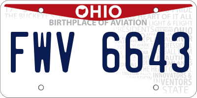 OH license plate FWV6643