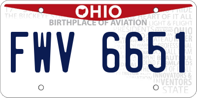 OH license plate FWV6651