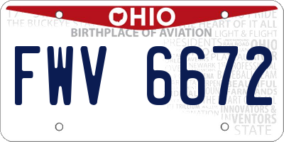 OH license plate FWV6672