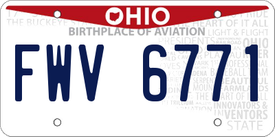 OH license plate FWV6771