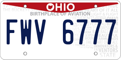 OH license plate FWV6777
