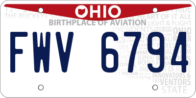 OH license plate FWV6794