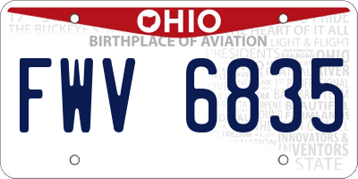 OH license plate FWV6835