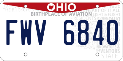 OH license plate FWV6840