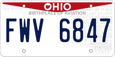 OH license plate FWV6847