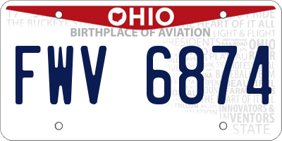 OH license plate FWV6874