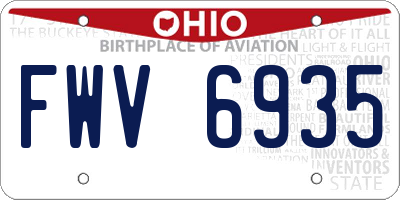 OH license plate FWV6935