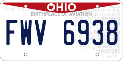 OH license plate FWV6938