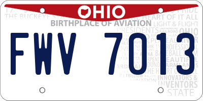 OH license plate FWV7013