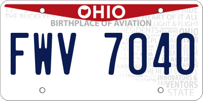 OH license plate FWV7040