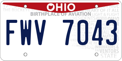 OH license plate FWV7043