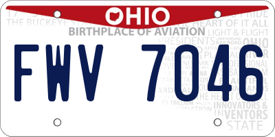OH license plate FWV7046