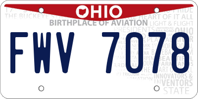 OH license plate FWV7078