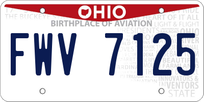 OH license plate FWV7125