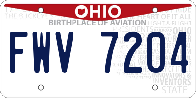 OH license plate FWV7204