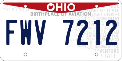 OH license plate FWV7212