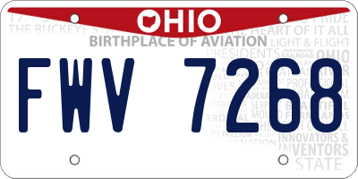 OH license plate FWV7268