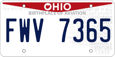 OH license plate FWV7365