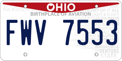 OH license plate FWV7553
