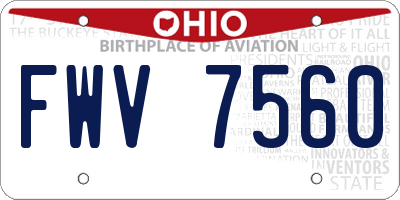 OH license plate FWV7560