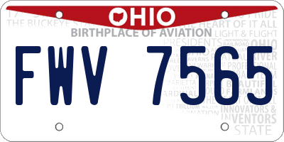OH license plate FWV7565