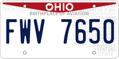 OH license plate FWV7650
