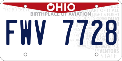 OH license plate FWV7728