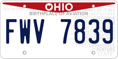 OH license plate FWV7839